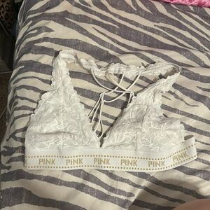 White PINK bralette